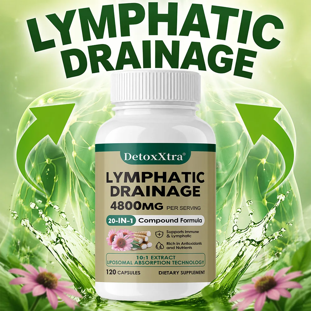 Lymphatic Drainage Capsules, Natural Herbal, Lymphatic Cleansing, Body Puffiness Relief, Immune & Thyroid Wellness Support