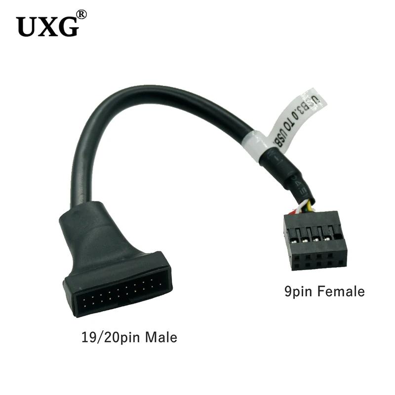 

1PC Black USB 2.0 9 Pin Housing Male To Motherboard USB 3.0 20pin Female Adaptor Cable Adapter For PC Computer