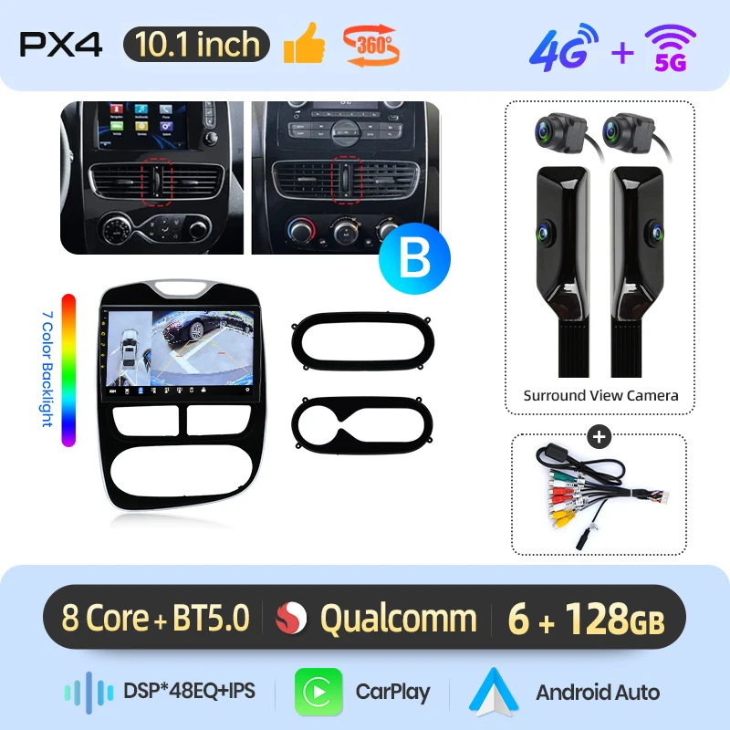 AWESAFE 10 inch Android autoradio voor Renault Clio 4 2012-2019, draadloze CarPlay, GPS-navigatie, 4G CAN-BUS, plug-and-play, DSP, BT