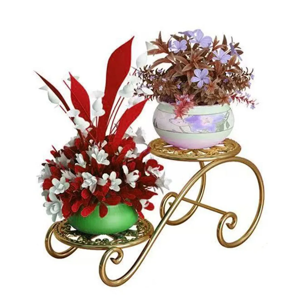 

Простая в использовании 2-уровневая подставка для комнатных и уличных растений S-образный дизайн Простая сборка Держатель для растений Внутренняя уличная подставка