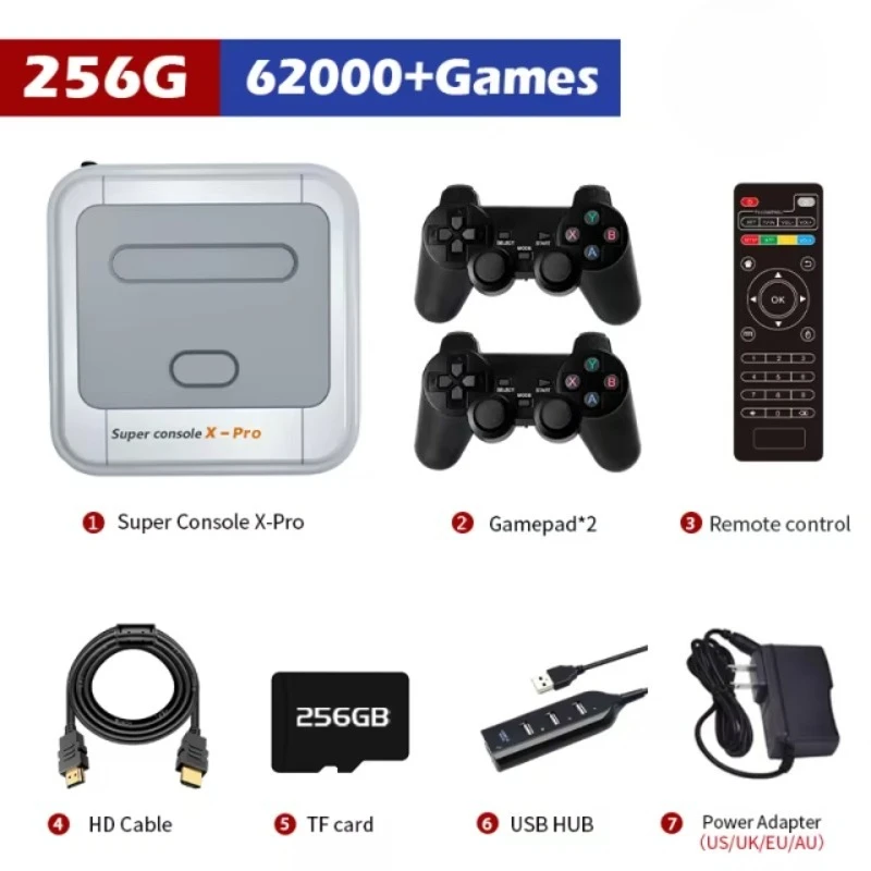 NEW WiFi Super Console X Pro 4K HD TV Video Game Consoles For PS1/PSP/N64/DC With 50000+ Games and 2.4G Wireless Controllers