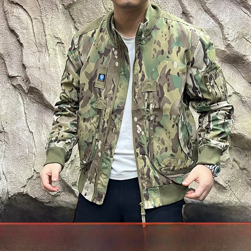 

Heavyweight Metal Nylon Retro Sli Motorcycle MA Flight Bomber Jaet Men's Faionable Workwear Stand Fit Spring Oute...