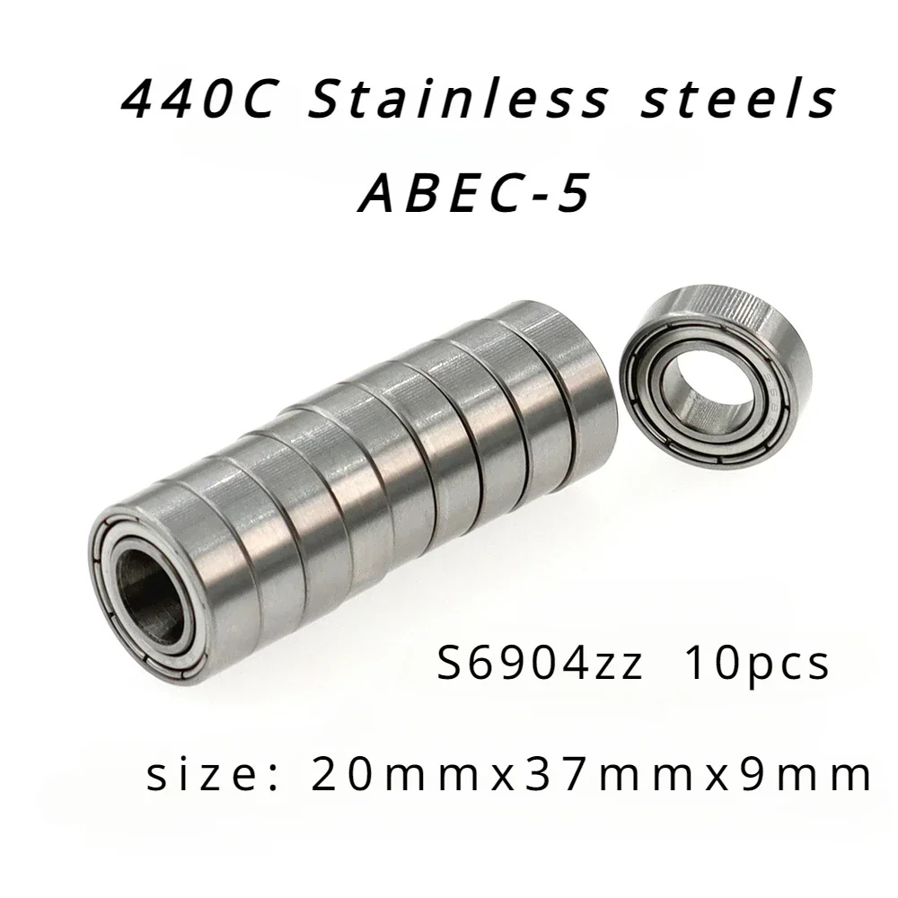 

Veekraft High Performance 440C Stainless Steels ABEC-5 Deep Groove Ball Bearings - S6904zz 10pcs Size: 20mmx37mmx9mm