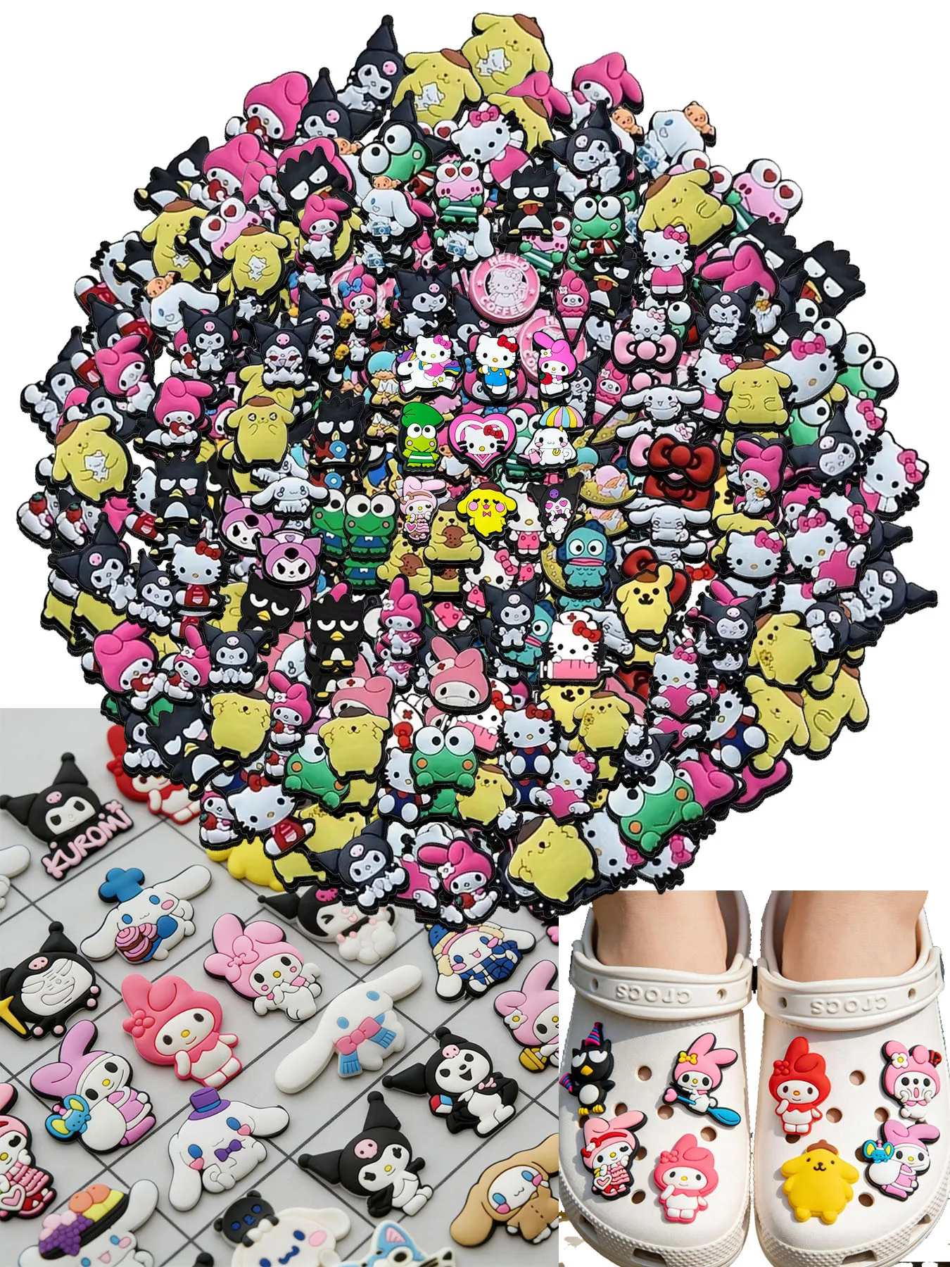 Random Mix 30-100PCS Mesuca Cute Cartoon PVC Shoe Charms  Shoe Decorations for Clogs Ideal Gifts for Kids