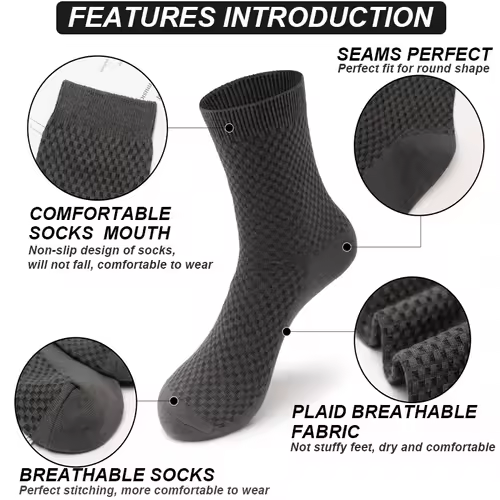 10Pairs/Lot Men's Bamboo Fiber Socks Long Black Business Soft Breathable New High Quality  Autumn for Male Socks Plus Size 39-48 - Image 4