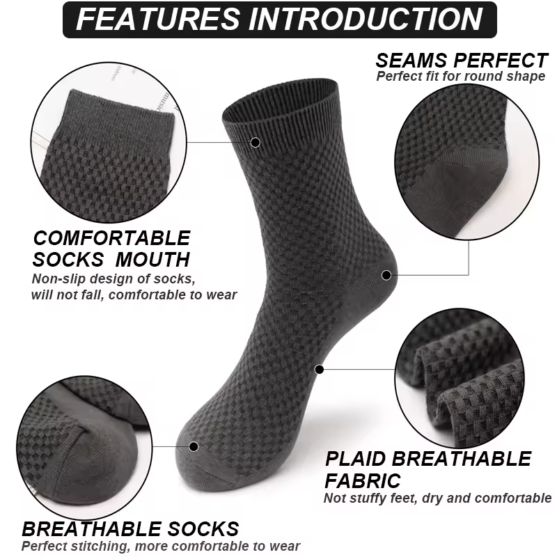 10Pairs/Lot Men's Bamboo Fiber Socks Long Black Business Soft Breathable New High Quality  Autumn for Male Socks Plus Size 39-48 - Image 4