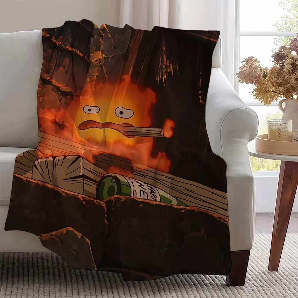 Manta de fuego del castillo en movimiento de Howls, manta peluda suave y cálida para niños, perfecta para cama, sofá, cuna, juguetes