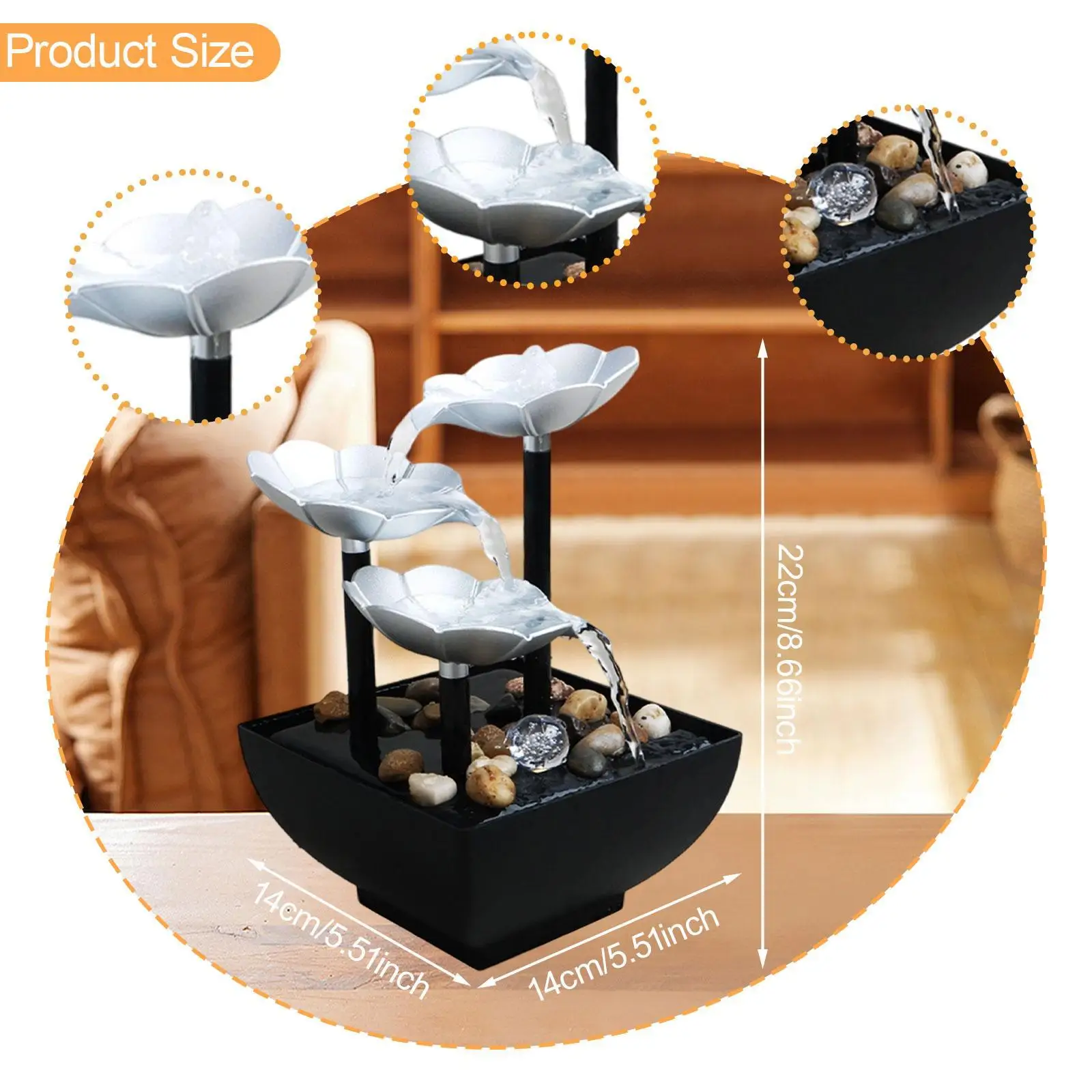 نافورة مياه مدمجة على سطح الطاولة هدية هووسورمينغ مع مفتاح لتزيين المناظر المائية للاسترخاء في المكتب الداخلي وغرفة النوم #6