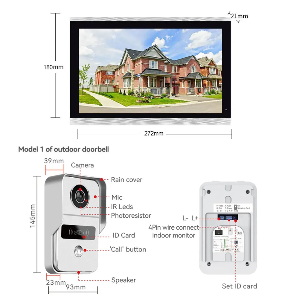 Imagem -04 - Tuya Campainha de Vídeo Wi-fi sem Fio Tela Sensível ao Toque Colorida Aplicativo Inteligente Interfone Doméstico Sistema de Controle de Acesso Rfid Novo 10 Polegada 1080p