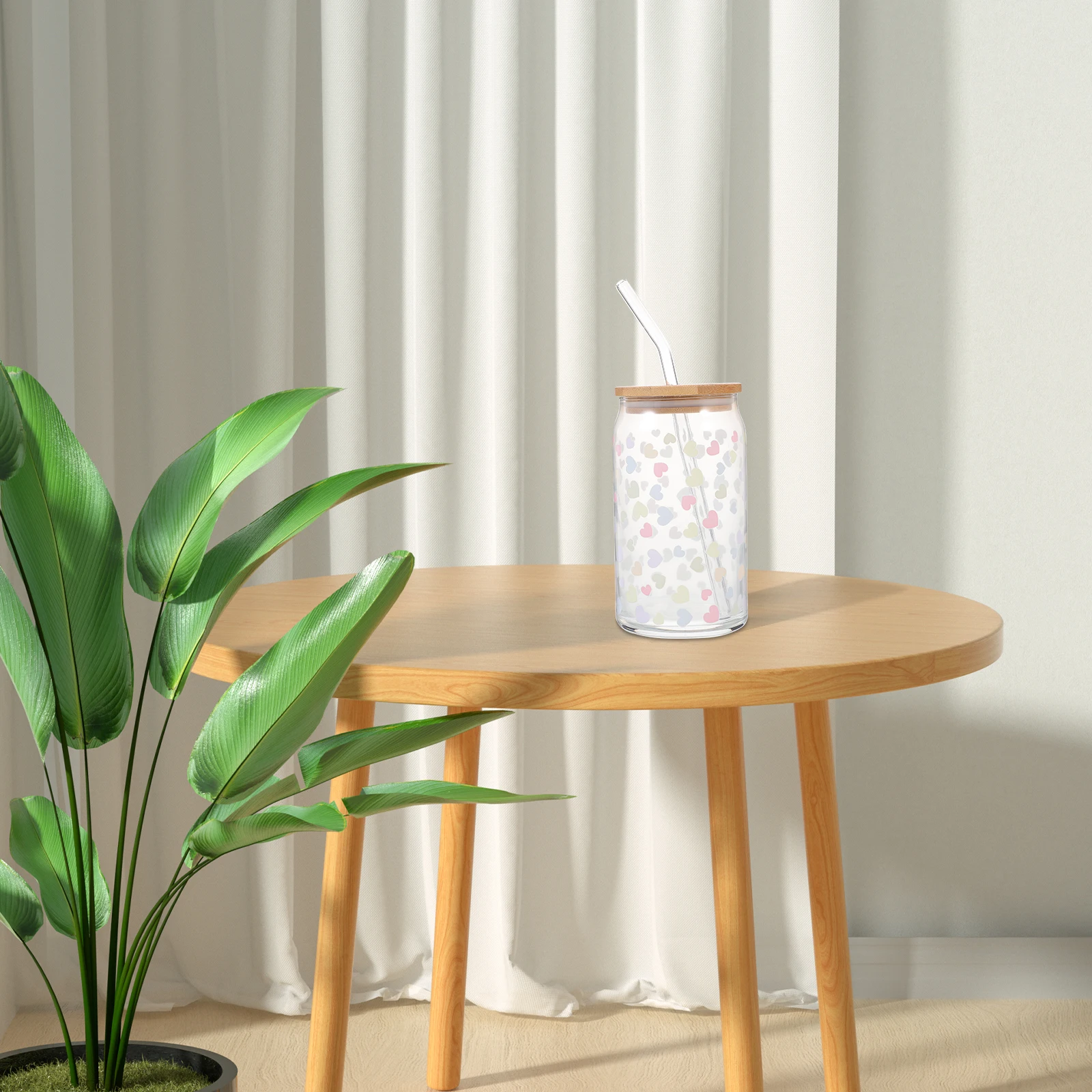 

1Set Color Changing Glass Cup Love Heart Pattern Cold Activated Design for Juice Beer Milk Mocha Coffee Tea Drinking Glass with