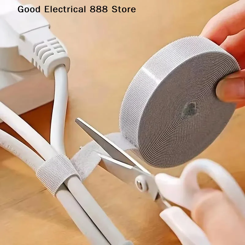 Cuttable Hook Loop Cable Organizer Tape With Strong Adhesion And Reusable Design Perfect For Home Office Desk Cable Management