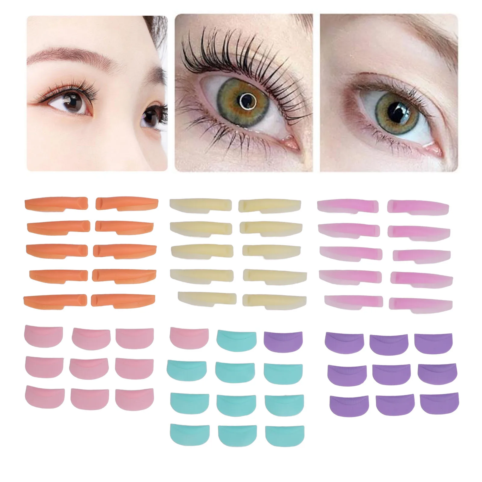Eyelash Extension Lift Rods Elastic Reusable Lash Lift Pads Deformation Proof 30 Pairs Multiple Sizes for Beauty Salon