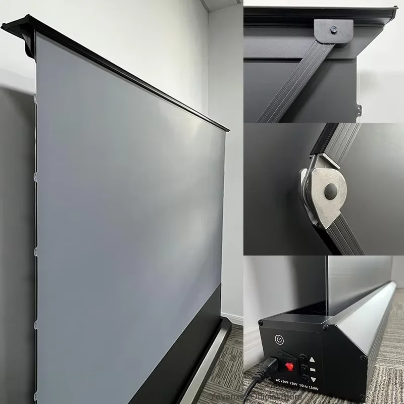 CLR Motorized Floor Rising Projection Screen 110 Inch 16:9 Ambient Light Rejecting ALR for Ultra Short Throw UST Projector 3D 8K