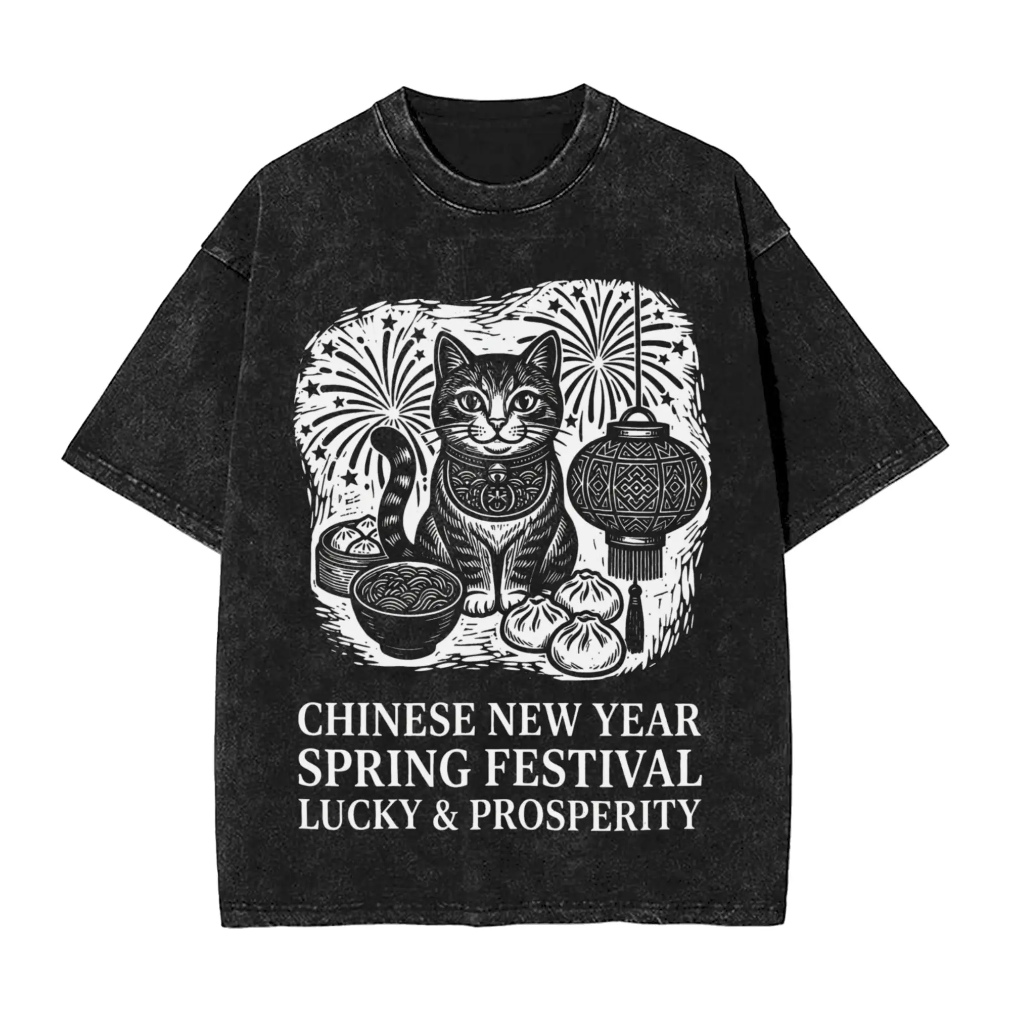 Streetwear You Met Me at A Very Chinese Time in My Life Washed T Shirt Men O-neck Short Sleeve Tops  Cotton Summer Tops