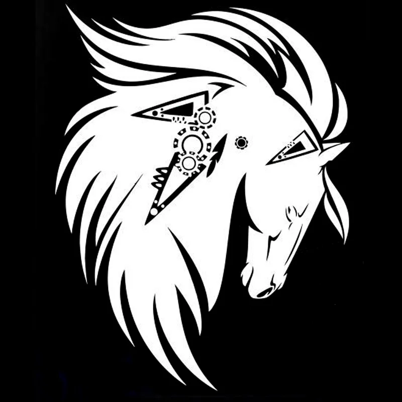 Car Sticker Horse Animal Tattoo Art Car Decoration Sticker Cover Scratch Car Decoration Pvc Car Sticker Black/white, 18cm*14cm