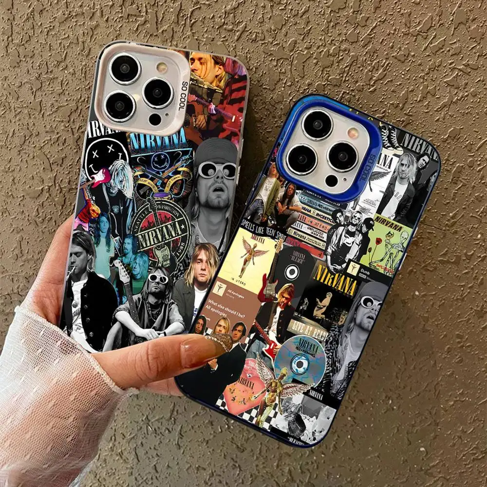 Fotografia 5: Capa de Celular Clássica Hot Band N-Nirvanas Rock Colorida para iPhone 17 16 15 14 13 12 11 Pro Max Plus Pro Shell