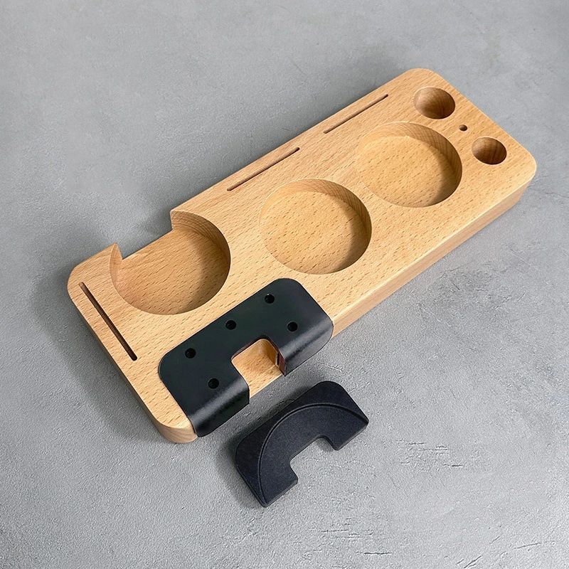 JUSTINLAU Coffee Tamper Mat Station Stand Universal Portafilter Holder Coffee Distributor&Puck Screen Coffee Brush Storage Base