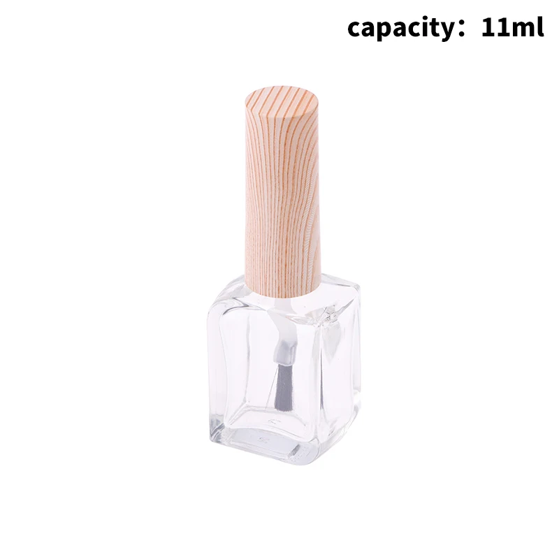 11ml Empty Nail Polish Bottles Wood Grain Cap Nail Gel Bottle Container With A Lid Brush Makeup Nail Gel Containers Bottles