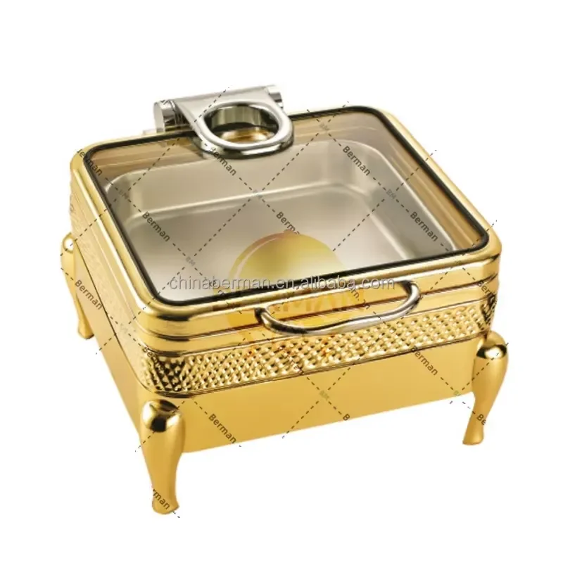 304 Stainless Steel Rectangular Food Warmer for Hotel Catering Luxury Buffet Equipment Hot Pot Chafing Dish China Factory