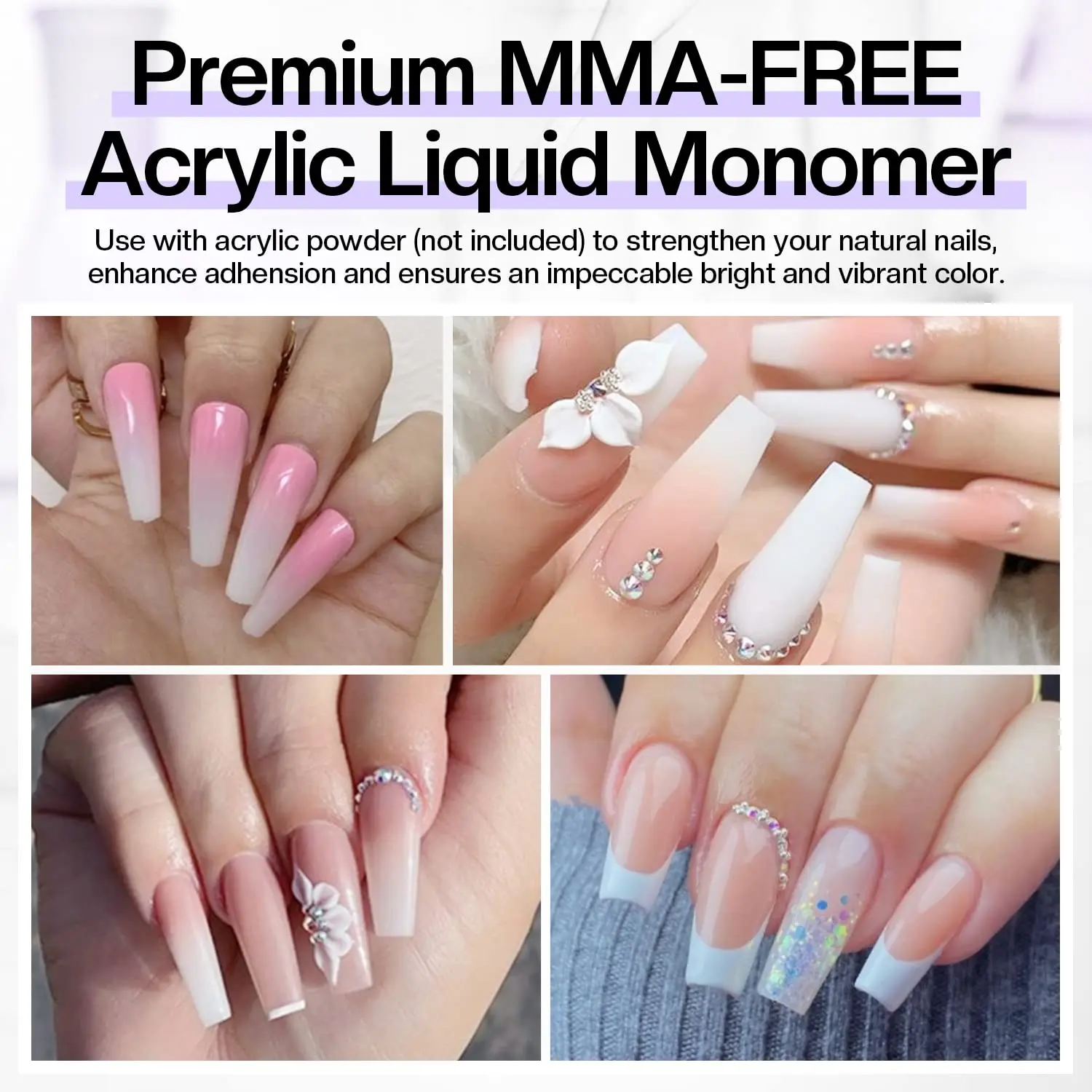Q Monomer Acrylic Liquid for Nail System, 120ml - Professional Acrylic Nail Art, Nail Extension, Unscented Monomer for Home and