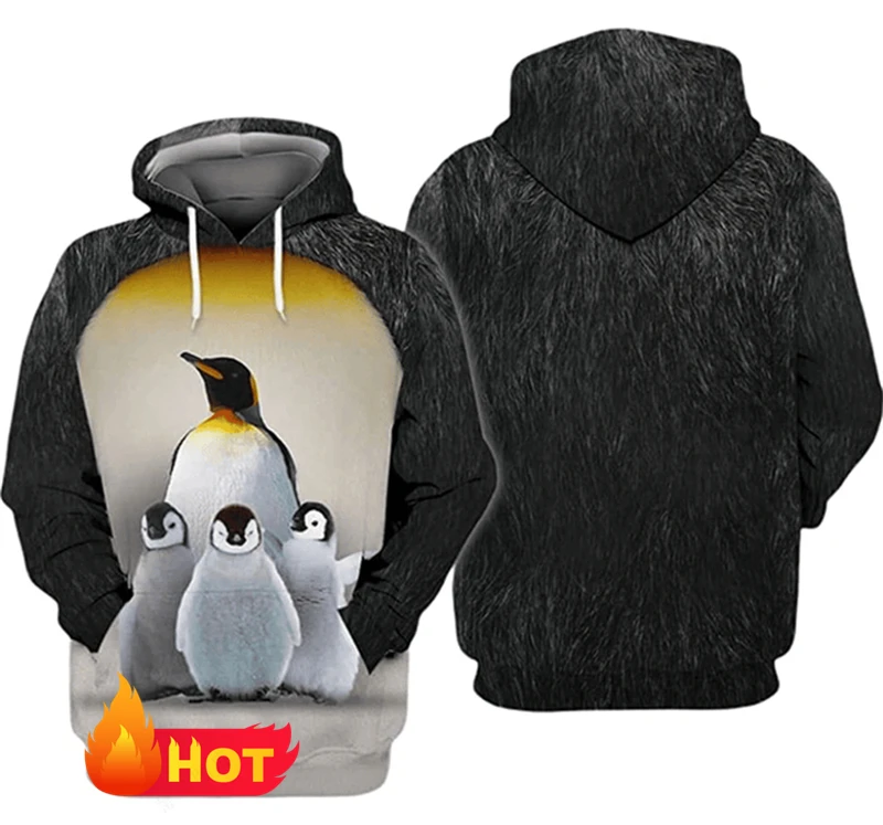 Fashion Penguin Graphic Hoodie 3D Print Men Women Streetwear Hoodies Oversize Harajuku Cute Animal Sweatshirts Man Kids Clothing