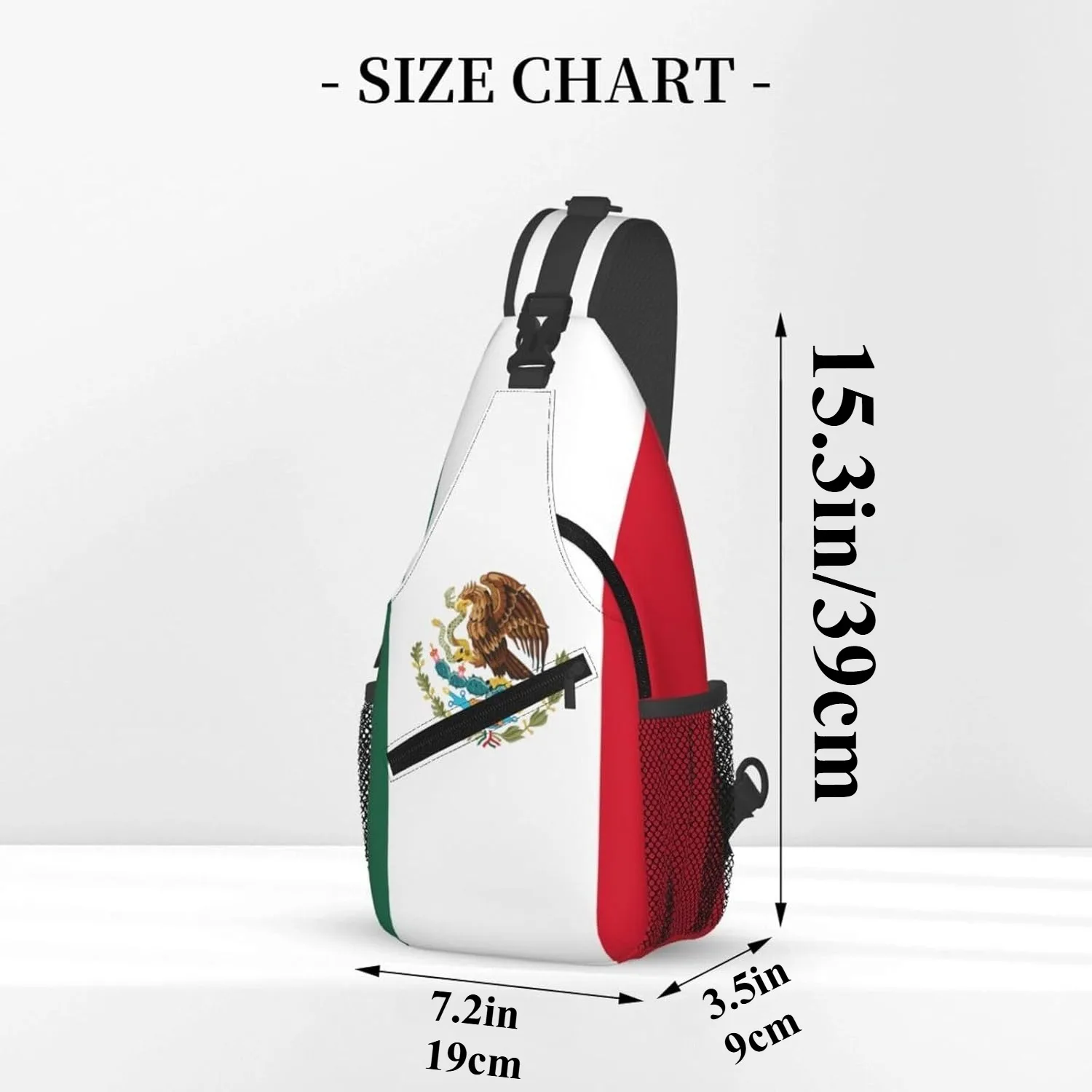 Mexico Flag Sling Bag For Women Men Mexican Patriotic Crossbody Backpack Chest Daypack Adjustable Shoulder Bag For Hiking Travel