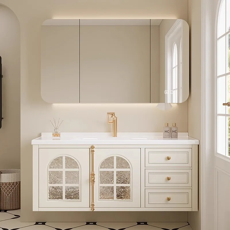 

Французский винтажный дубовый умный шкаф для ванной комнаты, шкаф для раковины, туалетный столик для ванной комнаты Articulos Para El Hogar, шкафы для хранения