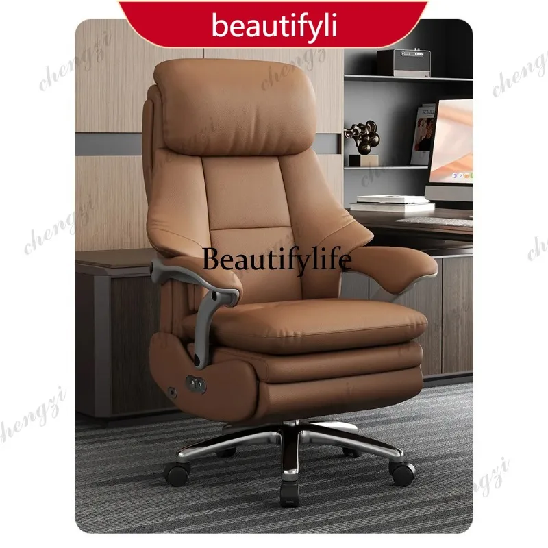 

45 Electric Executive Office Chair - Genuine Leather Reclining Desk Chair with Luxurious Design for Home Business Furniture