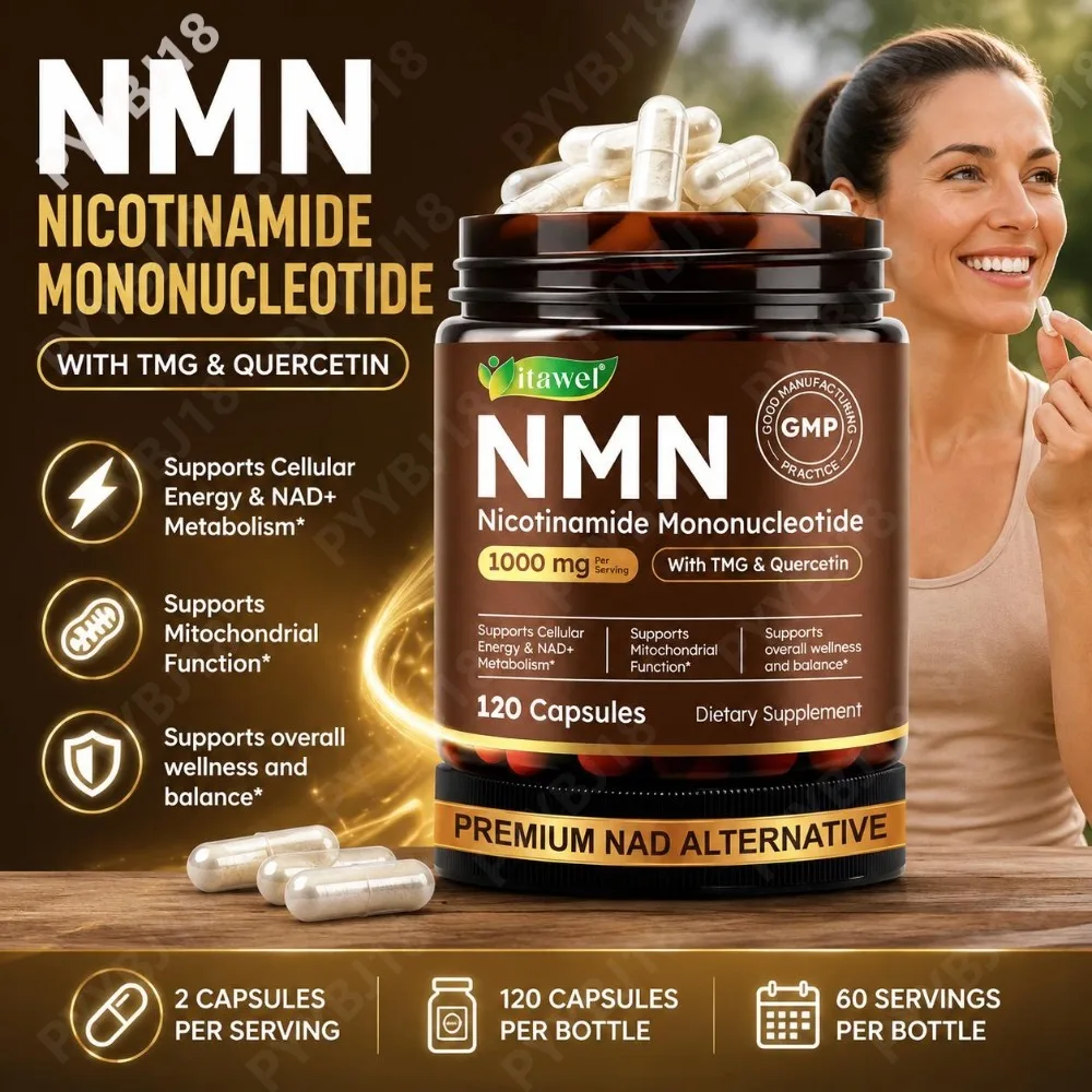 NMN Complex Capsules 1000mg with TMG Quercetin Resveratrol for Cellular Energy, NAD+ Metabolism & Mitochondrial Support 120 Caps