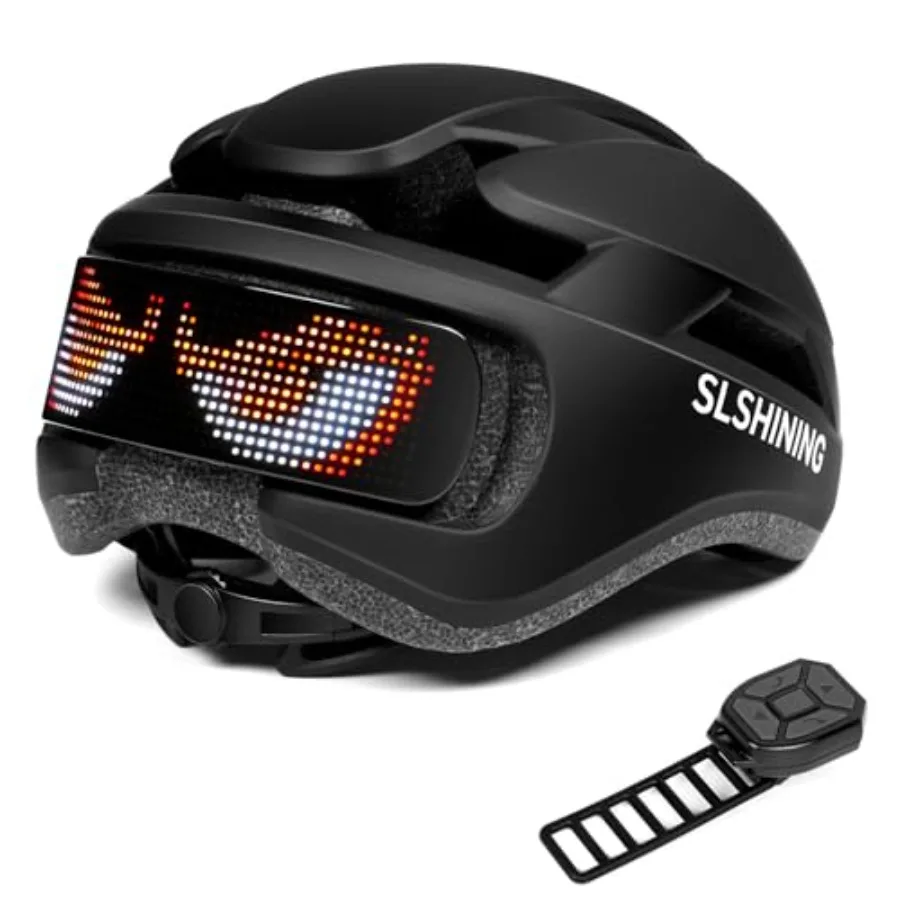 

LED Bike Helmet with Light - DIY LED Screen Display Helmet for Scooter, Bicycle, Bicycle Helmet Light for Adult Men and Women