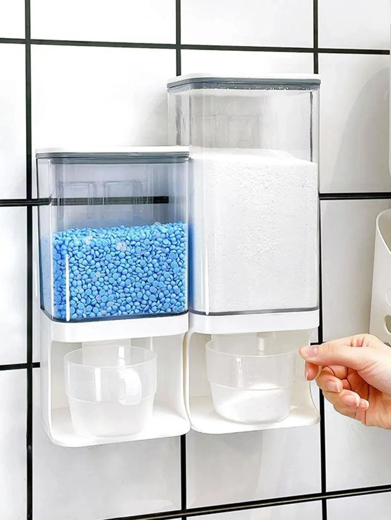 1.5/1L Laundry Detergent Softener Cereal Dispenser Wall Mounted Beads Storage Container Sealed Kitchen Storage Organizer Tools