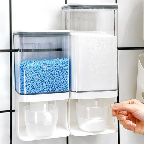 세탁 세제 유연제, 시리얼 디펜서, 벽걸이 구슬 보관 용기, 밀폐 주방 보관 정리함 도구, 1.5 L, 1L