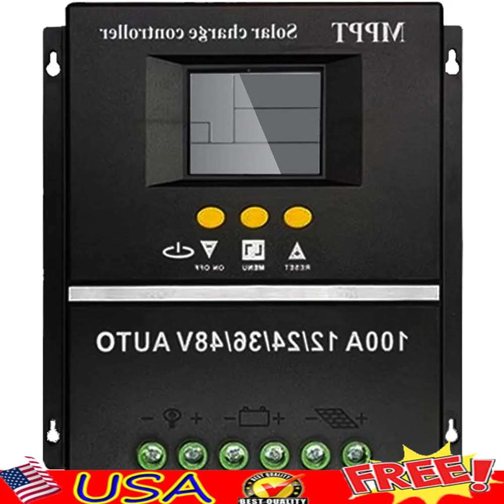 

Контроллер заряда солнечной батареи 100А MPPT 12 В 24 В 36 В 48 В двойной USB-регулятор с ЖК-дисплеем Многофункциональная защита от напряжения