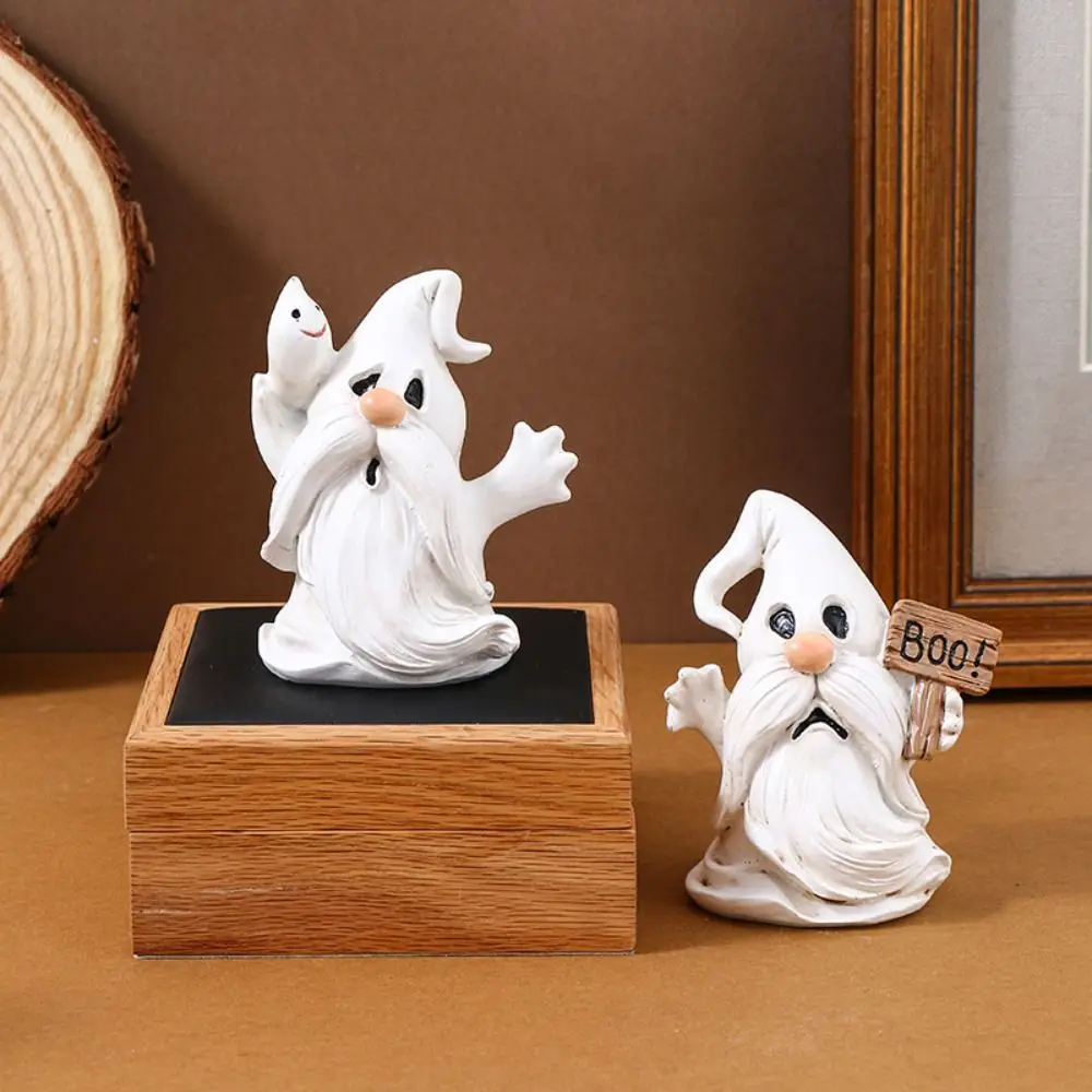 

Halloween Themed Resin Ghost Figurine Handicraft Statue Cartoon Standing Ghost Ornament Display Funny Doll