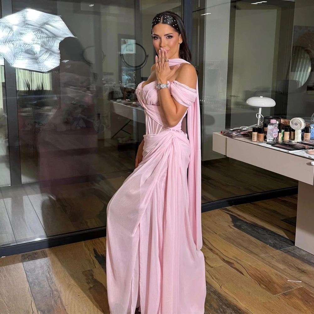Pnik Evening Dress Chiffon Off Shoulder Mermaid Birthday Party Dress Customized Sweetheart Applique Special Occasion Dress