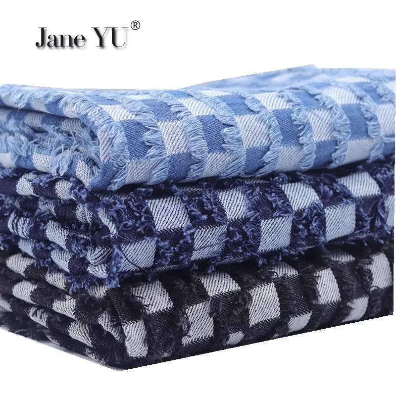 JaneYU Jacquard Denim Fabric Washed And Thickened Clothing Fabric High-grade Handmade Diy Clothes Cloth