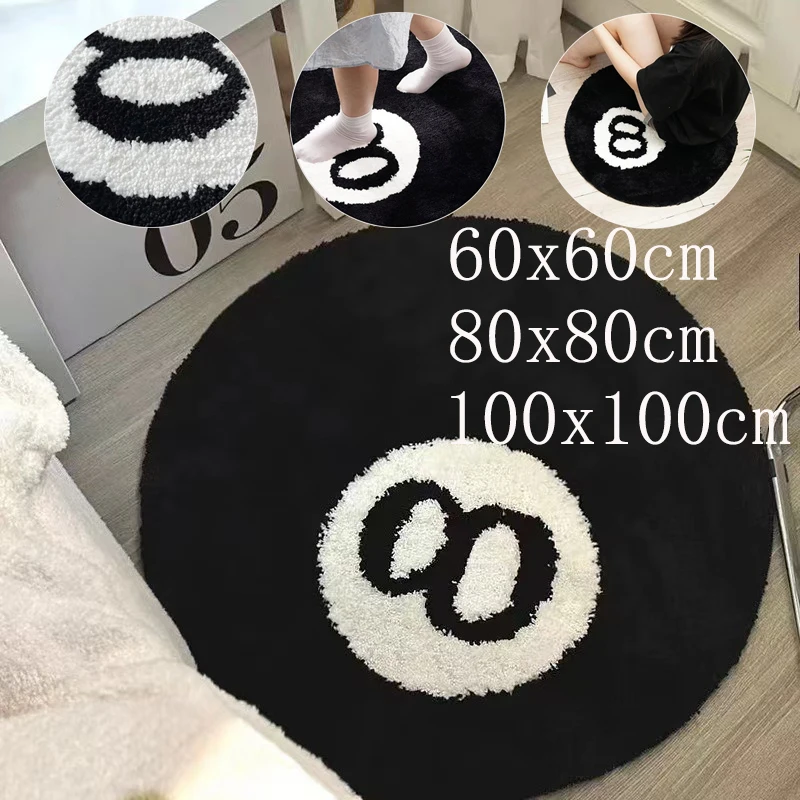 Schlafzimmerteppich Wohnzimmer-Sofateppich Schmutzabweisende und Rutschfeste Matte Studierzimmer Einfache Schwarze Matte Nr. 8 Teppich-Beistelltische für Zuhause