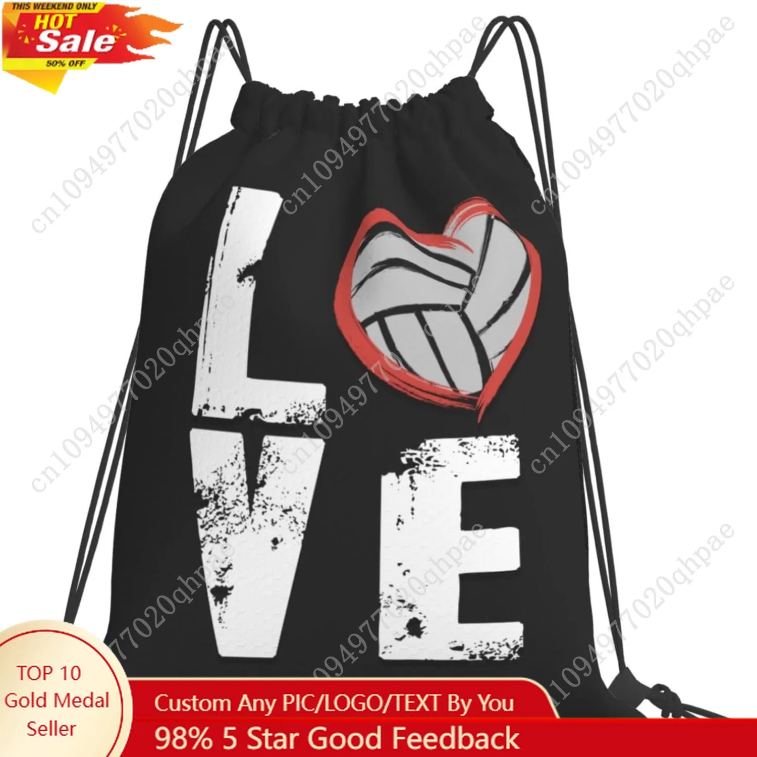 

Love Volleyball Unisex Drawstring Backpack Bag Sport Gym Travel Swim Sackpack