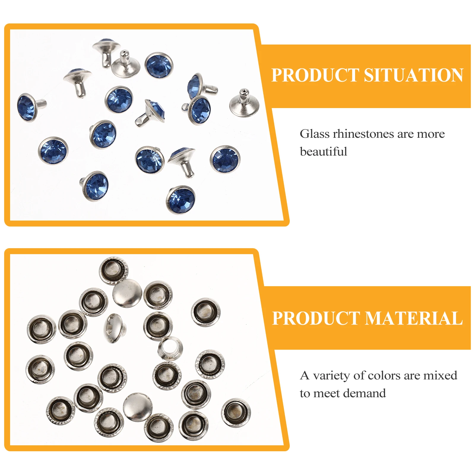 

120pcs Rhinestone Rivets 8mm Silver Edge Mixed Colors Crystal Craft DIY Bag Shoe Cap Studs Accessories