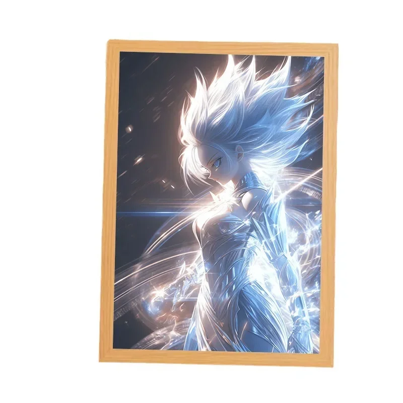 Anime Figure Dragon Ball Light Painting Photo Frame Goku Vegeta Led Night Light Birthday Bedroom Decor Original Gifts Moon Lamp