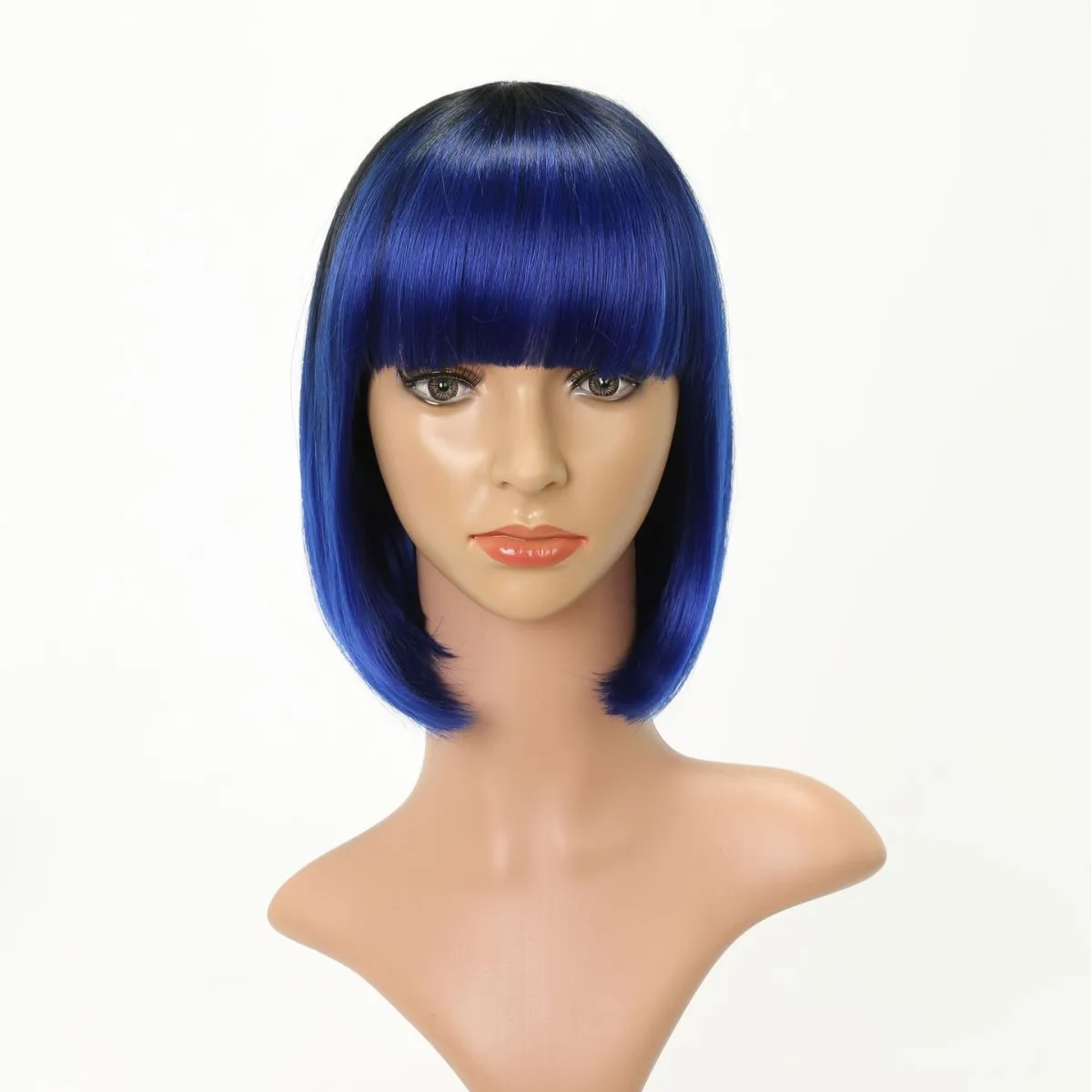 Short Straight Hair With Bangs Dyed Bobo Face-framing Short Straight Hair Wig Headpiece Medium-length Style