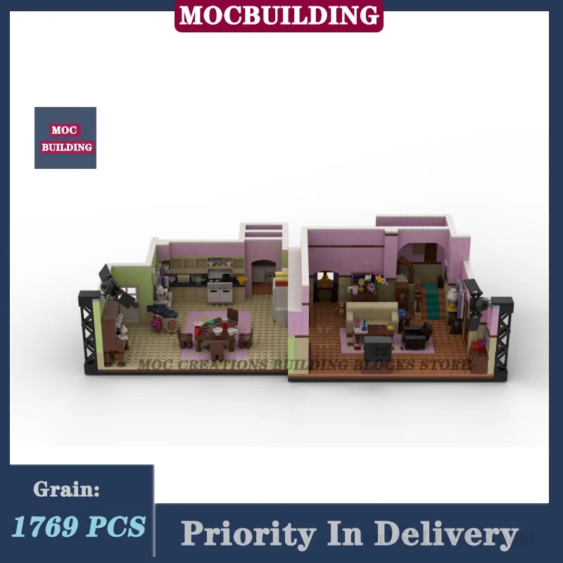 MOC City Street View Architecture Living Room Model Building Block Assembly Kitchen Collection Series Toy Gifts