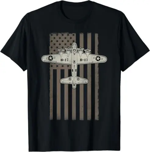 

NEW LIMITED B17 Bomber American Flag WW2 Plane Aircraft Veteran Pilot T-Shirt