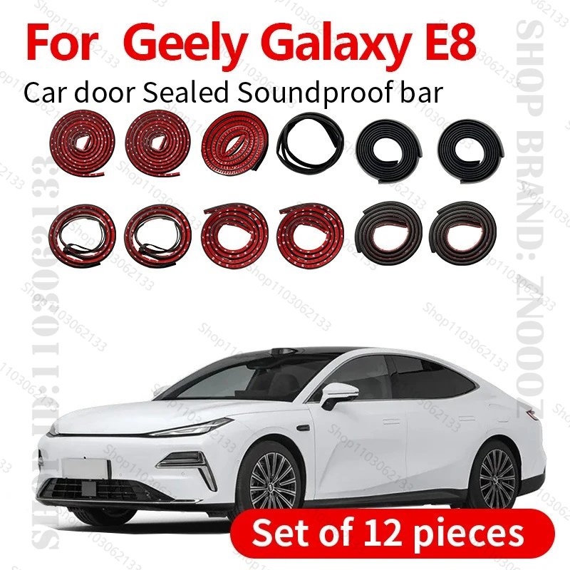 For Geely Galaxy E8 Car Door Seal Strip Rubber Double Layer Sealing Protector Soundproof Strip Dustproof Seal Strip 12PCS Set
