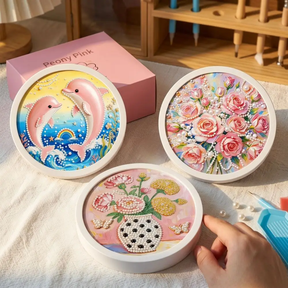 Creative Sunflower Round Shape Pearl Painting Flower Hand-Pasted DIY Painting Material Pack 15cm Self-Adhesive Paintings Office