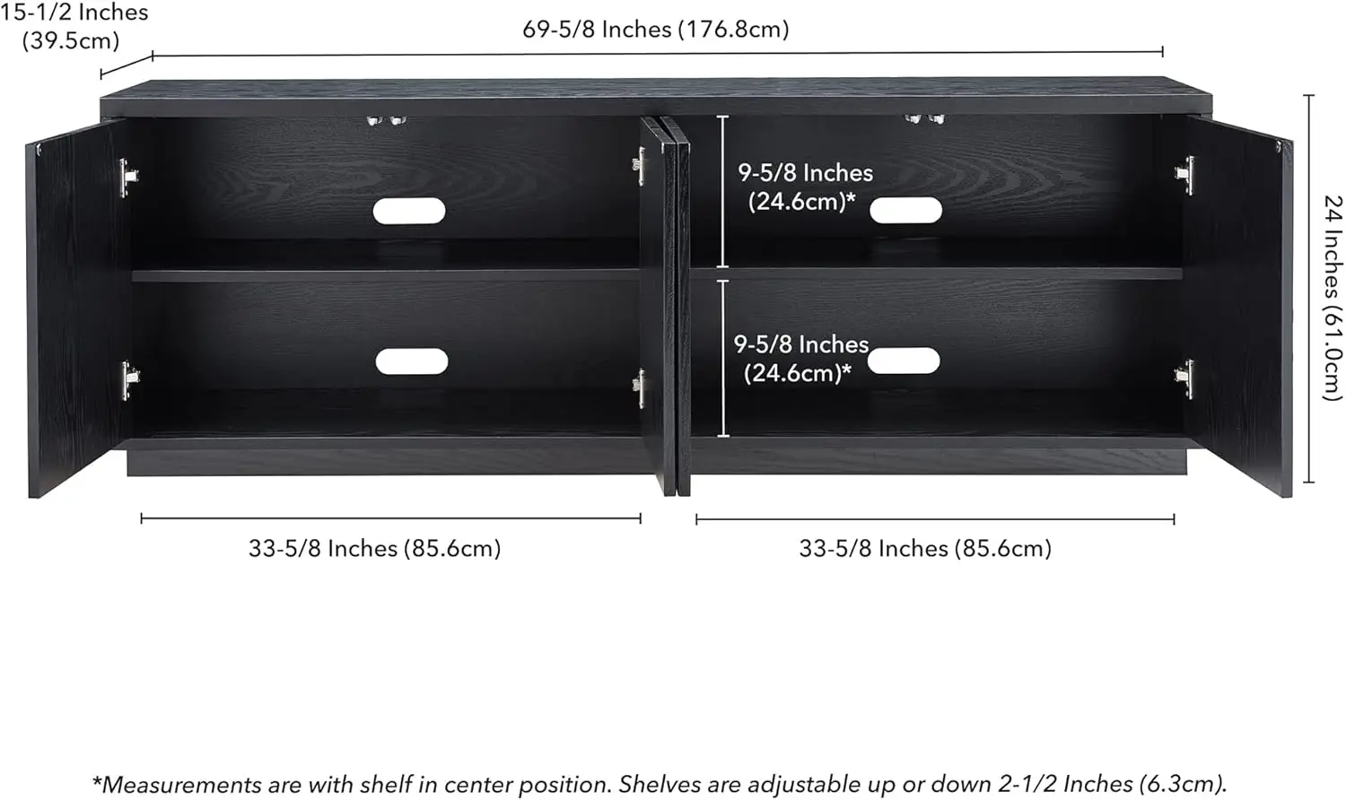 Hanson-Soporte Rectangular para TV, hasta 75 ", grano negro