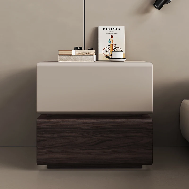Solid wood bedside table with lamp Smart floating bedroom Small bedside table