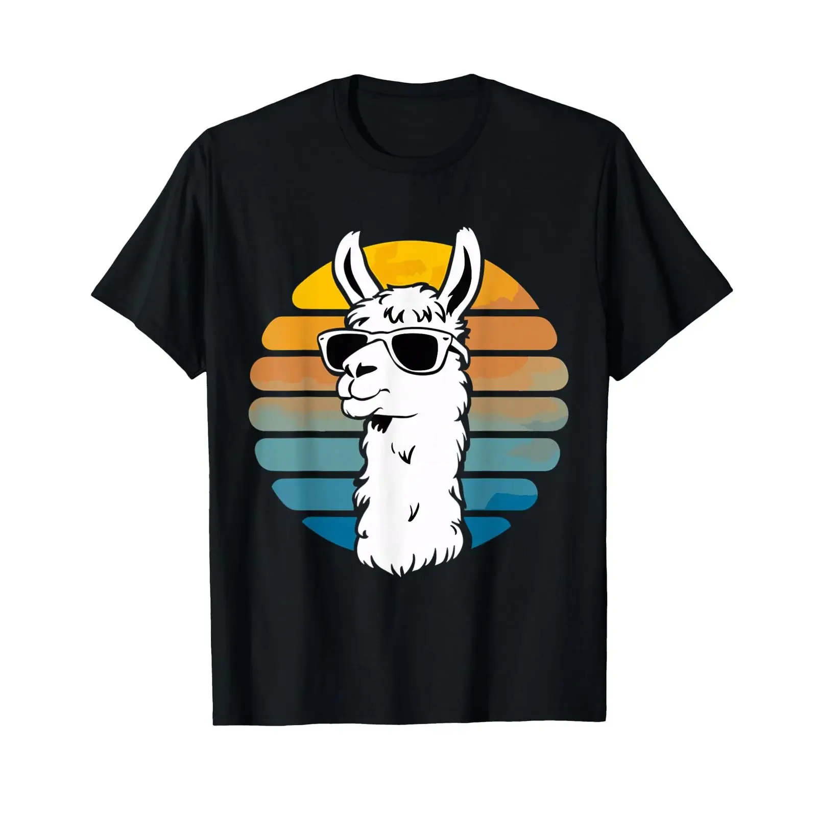 Funny Llama Sunglasses T Shirt vintage Washed Comfortable Breathable graphic homme designer clothes Versatile Soft Slightly