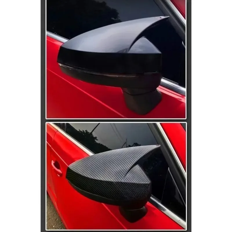 2014 For Audi A3 Rear View Mirror Case Cover Cap S3 8V RS3 Carbon fiber pattern Black Cover 2013 2015 2016 2017 2018 2019 - view 6