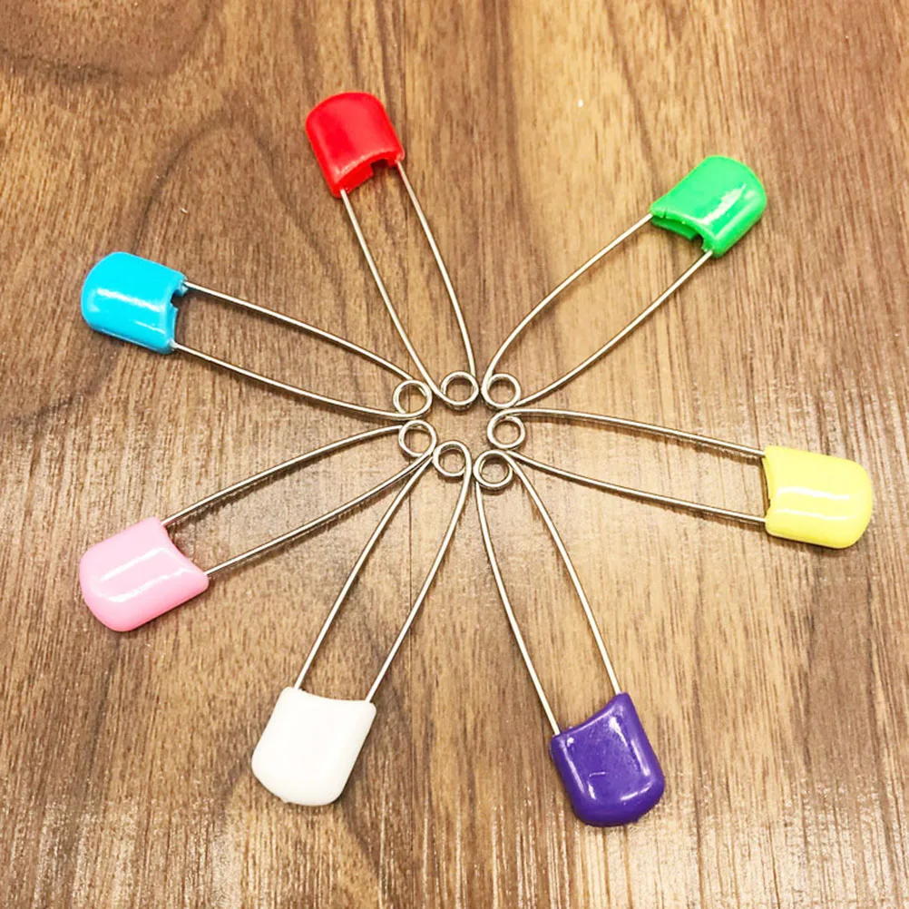 

50 Pcs Safety Stainless Steel Plastic Locking Heads Diaper Pins Cloth Diapers Socks Crafts Shower Games Jewelry Laundry